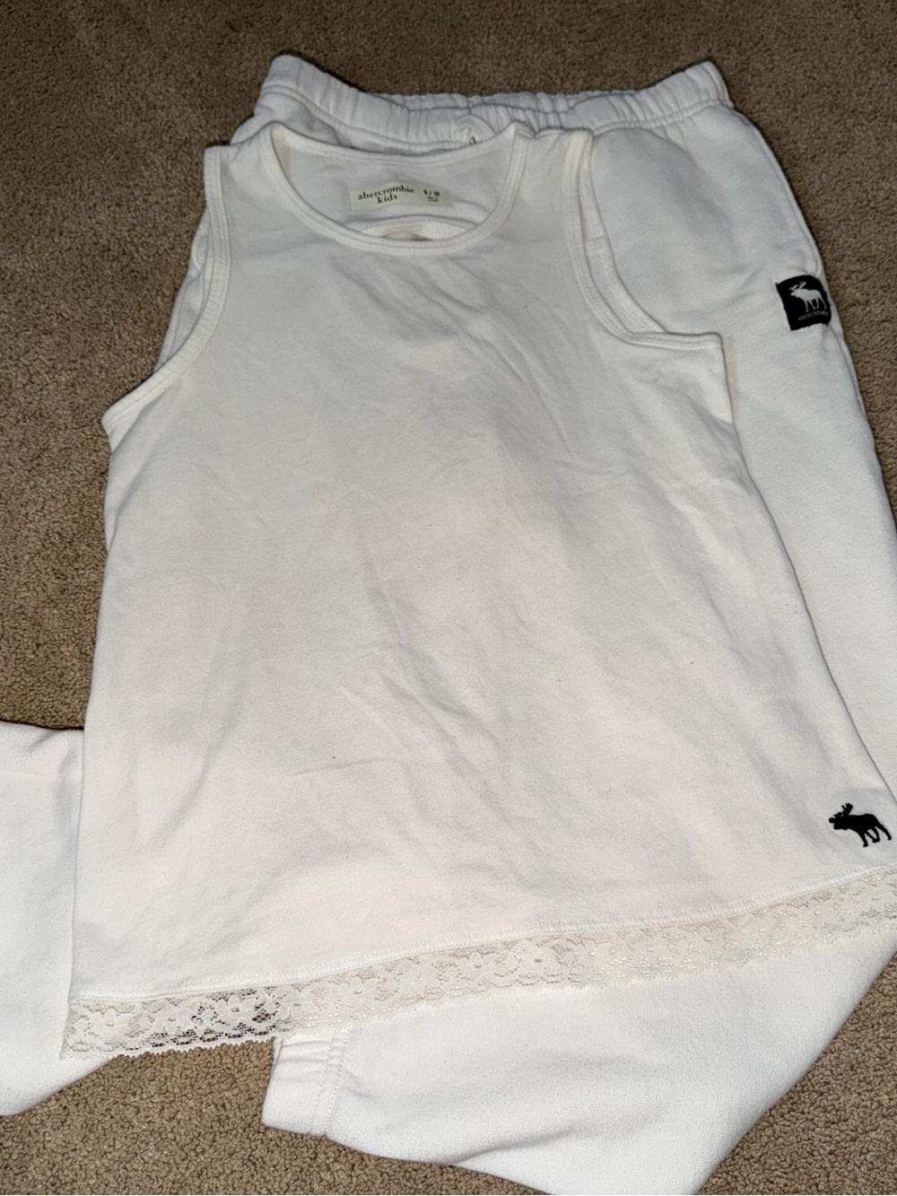 Abercrombie Kids Girls 2 Pc Bundle Lot Tank Top Sweatpants White Size 9/10
